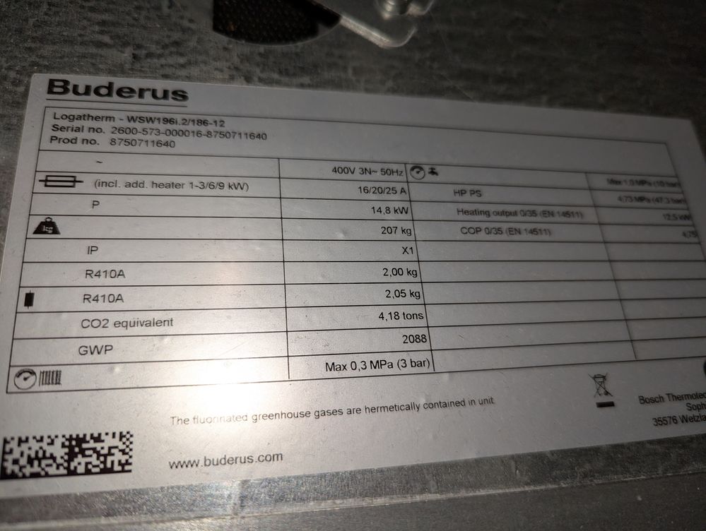 Techn. Daten Wärmepumpe