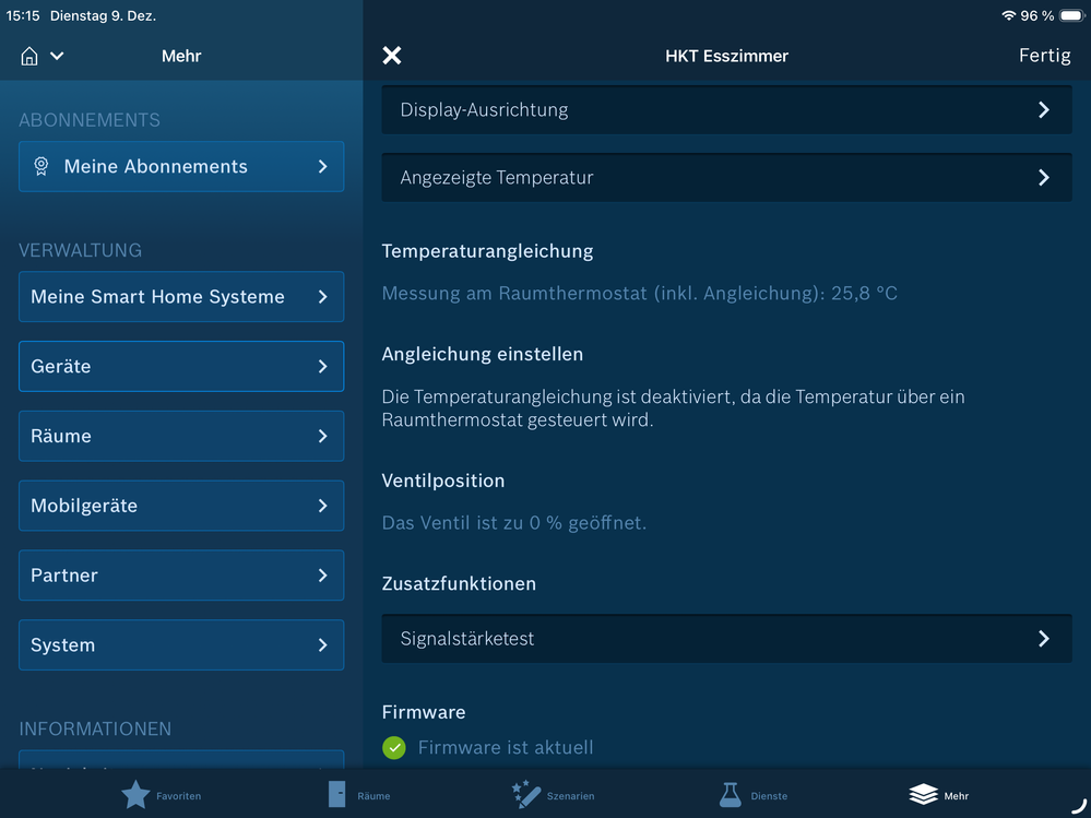 App Anzeige gekoppelter HKT