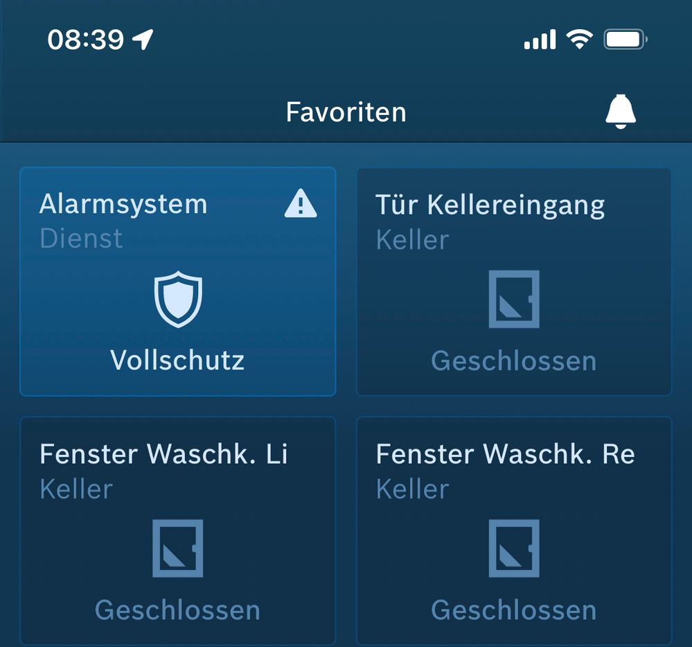 Warnmeldung rechts oben im Vollschutzfenster