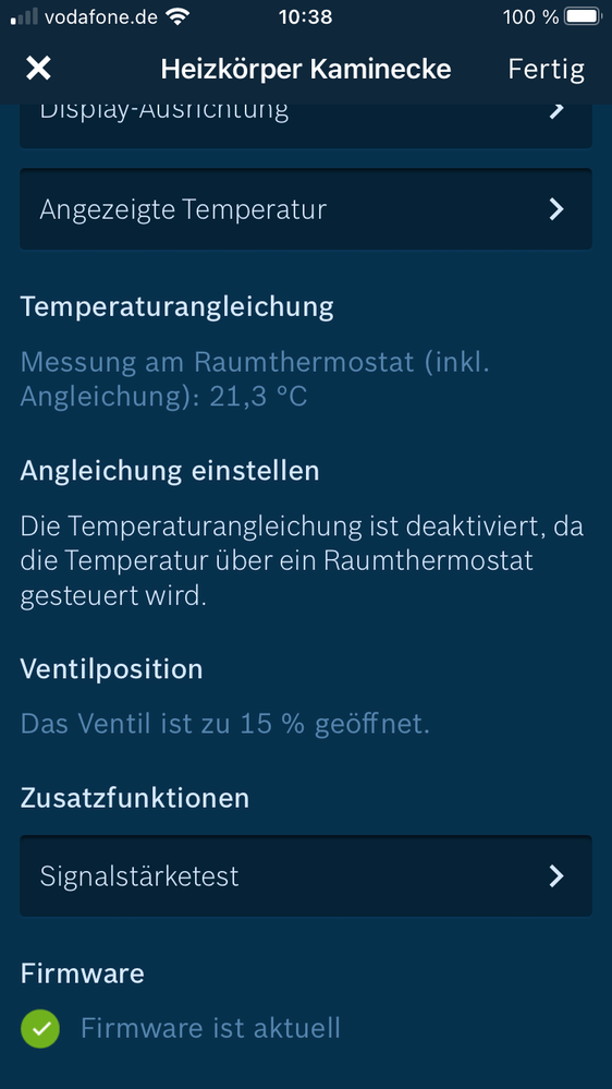 Aufruf eines Heizkörperthermostats