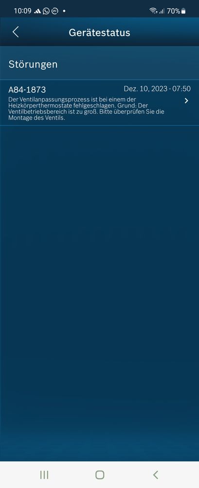 Störung  - Anzeige im APP