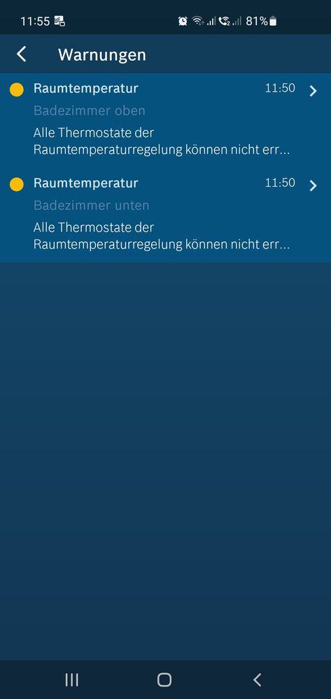 Fehlermeldung Bosch App